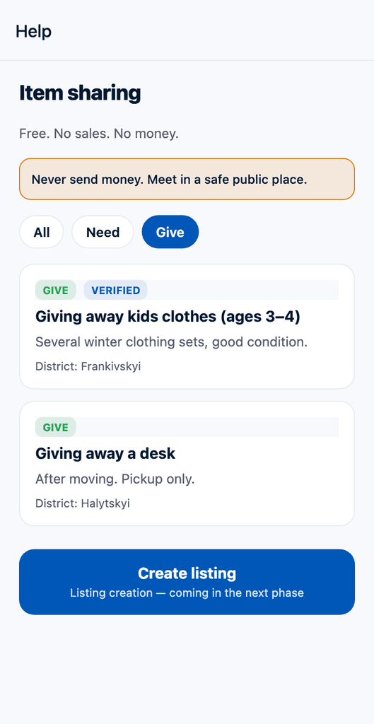 Putivnyk — neighbors offering free items